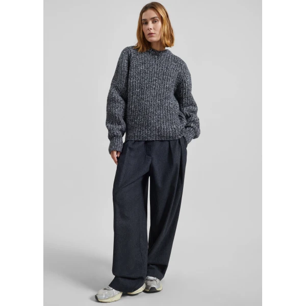 The Frankie Shop Vezia Chunky Knit Sweater - Dark Grey Melange - Oversized Minimalist Knitwear in Grey - Shop at Luxury Shoes 