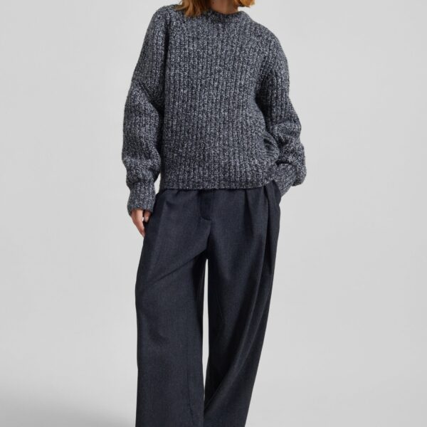 The Frankie Shop Vezia Chunky Knit Sweater – Dark Grey Melange, view 7