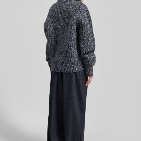 The Frankie Shop Vezia Chunky Knit Sweater – Dark Grey Melange, view 8