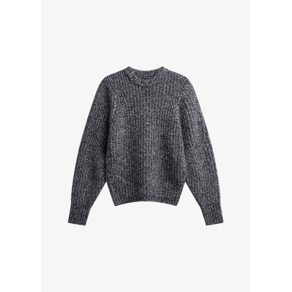 The Frankie Shop Vezia Chunky Knit Sweater - Dark Grey Melange - Oversized Minimalist Knitwear in Grey - Shop at Luxury Shoes 