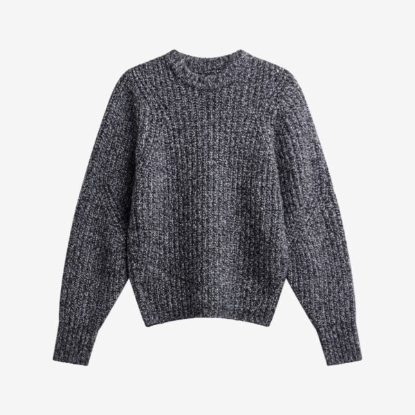 The Frankie Shop Vezia Chunky Knit Sweater – Dark Grey Melange, view 9