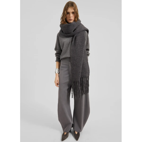 The Frankie Shop Vosges Barrel Leg Pants - Grey - Oversized Minimalist Pants in Grey - Shop at Luxury Shoes 