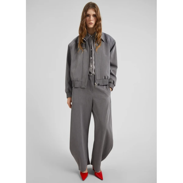 The Frankie Shop Vosges Barrel Leg Pants - Grey - Oversized Minimalist Pants in Grey - Shop at Luxury Shoes 