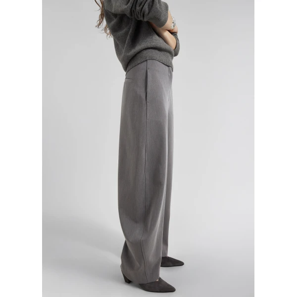 The Frankie Shop Vosges Barrel Leg Pants - Grey - Oversized Minimalist Pants in Grey - Shop at Luxury Shoes 