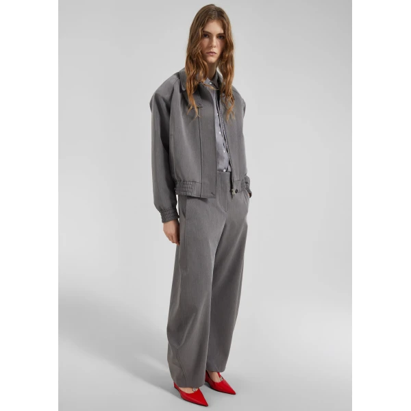 The Frankie Shop Vosges Barrel Leg Pants - Grey - Oversized Minimalist Pants in Grey - Shop at Luxury Shoes 