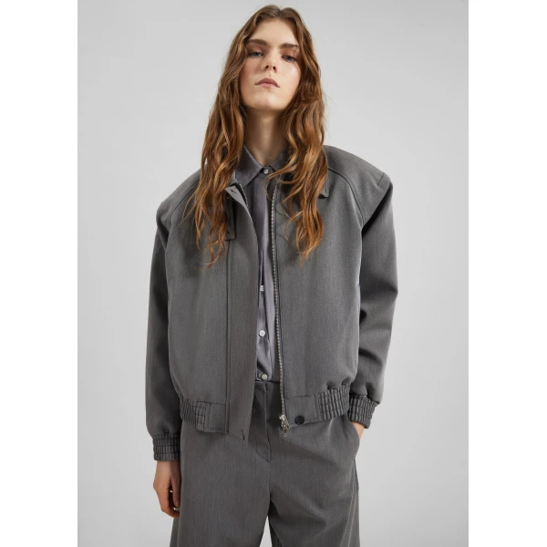 The Frankie Shop Vosges Padded Blouson Jacket - Grey - Oversized Minimalist Jackets in Grey - Shop at Luxury Shoes 