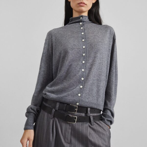 The Frankie Shop Vradal High Neck Cardigan – Grey, view 5