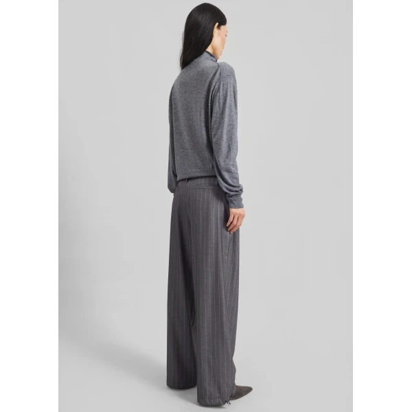 The Frankie Shop Vradal High Neck Cardigan - Grey - Oversized Minimalist Knitwear in Grey - Shop at Luxury Shoes 