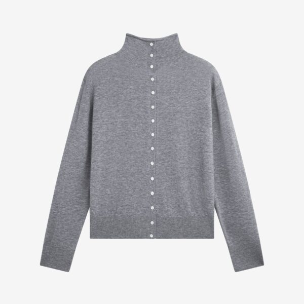 The Frankie Shop Vradal High Neck Cardigan – Grey, view 9