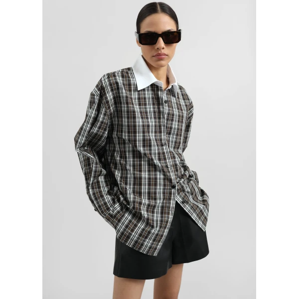 The Frankie Shop Weska Plaid Shirt - Multicolor - Oversized Minimalist Tops in Multicolour - Shop at Luxury Shoes 