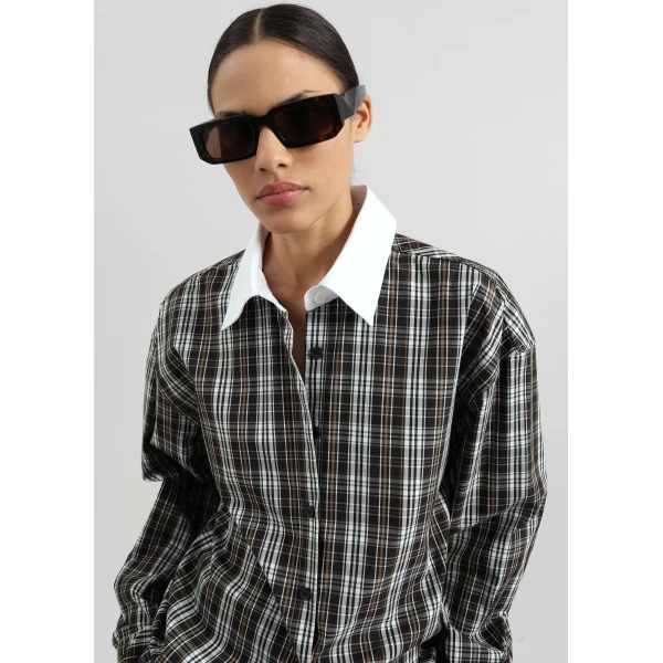 The Frankie Shop Weska Plaid Shirt - Multicolor - Oversized Minimalist Tops in Multicolour - Shop at Luxury Shoes 