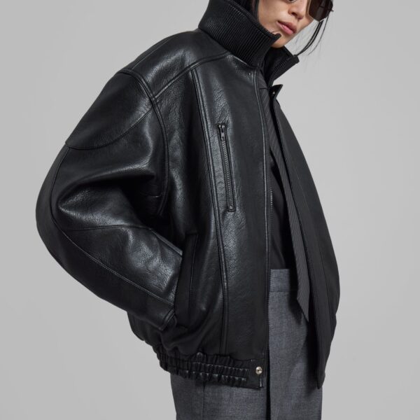 The Frankie Shop Zion Quilted Bomber Jacket – Black, view 2