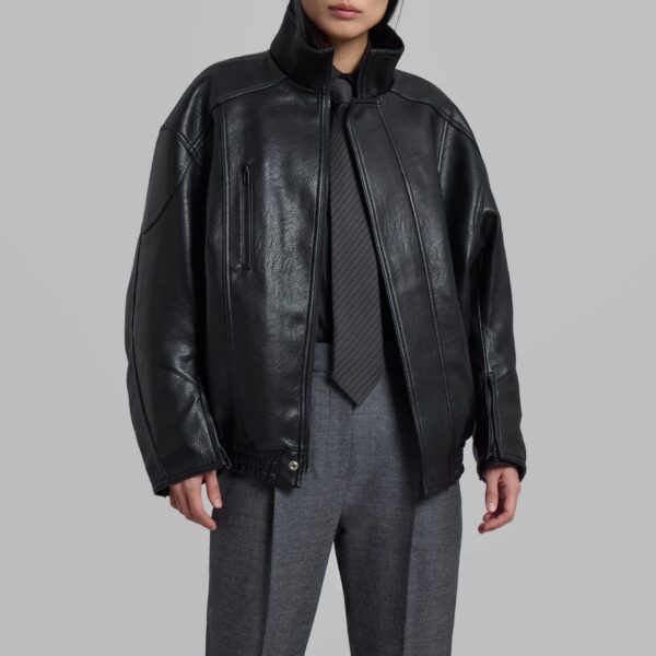 The Frankie Shop Zion Quilted Bomber Jacket – Black, view 3