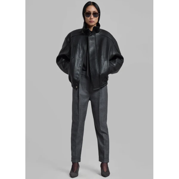 The Frankie Shop Zion Quilted Bomber Jacket - Black - Oversized Minimalist Jackets in Black - Shop at Luxury Shoes 