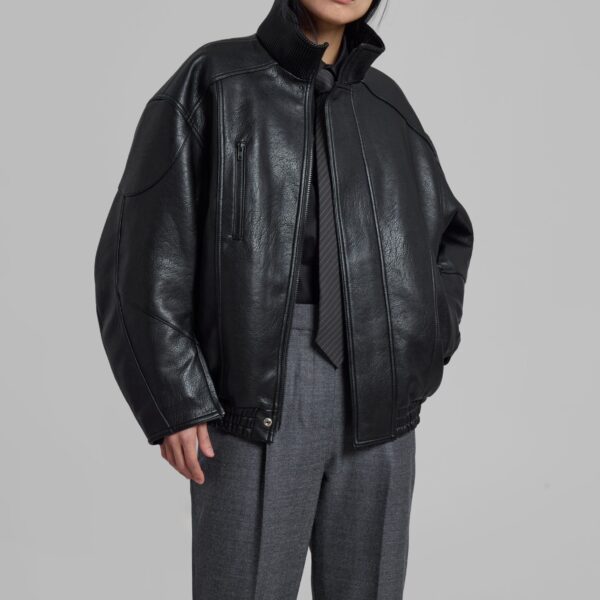 The Frankie Shop Zion Quilted Bomber Jacket – Black, view 6