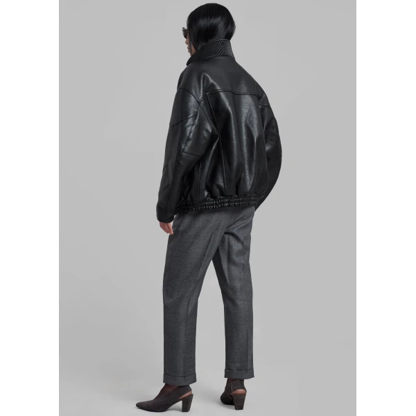 The Frankie Shop Zion Quilted Bomber Jacket - Black - Oversized Minimalist Jackets in Black - Shop at Luxury Shoes 