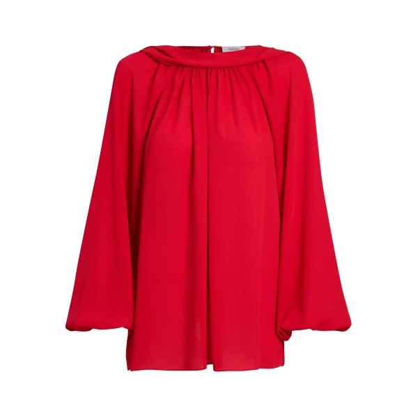 Safiyaa Tilde Top in Azalea Red - Safiyaa Tops - Heavy Crepe Cape Gown - Shop at Luxury Shoes 