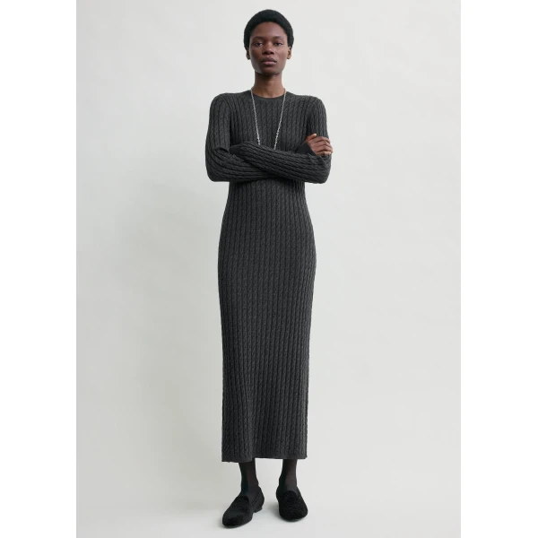 Cable knit dress charcoal - Image 3