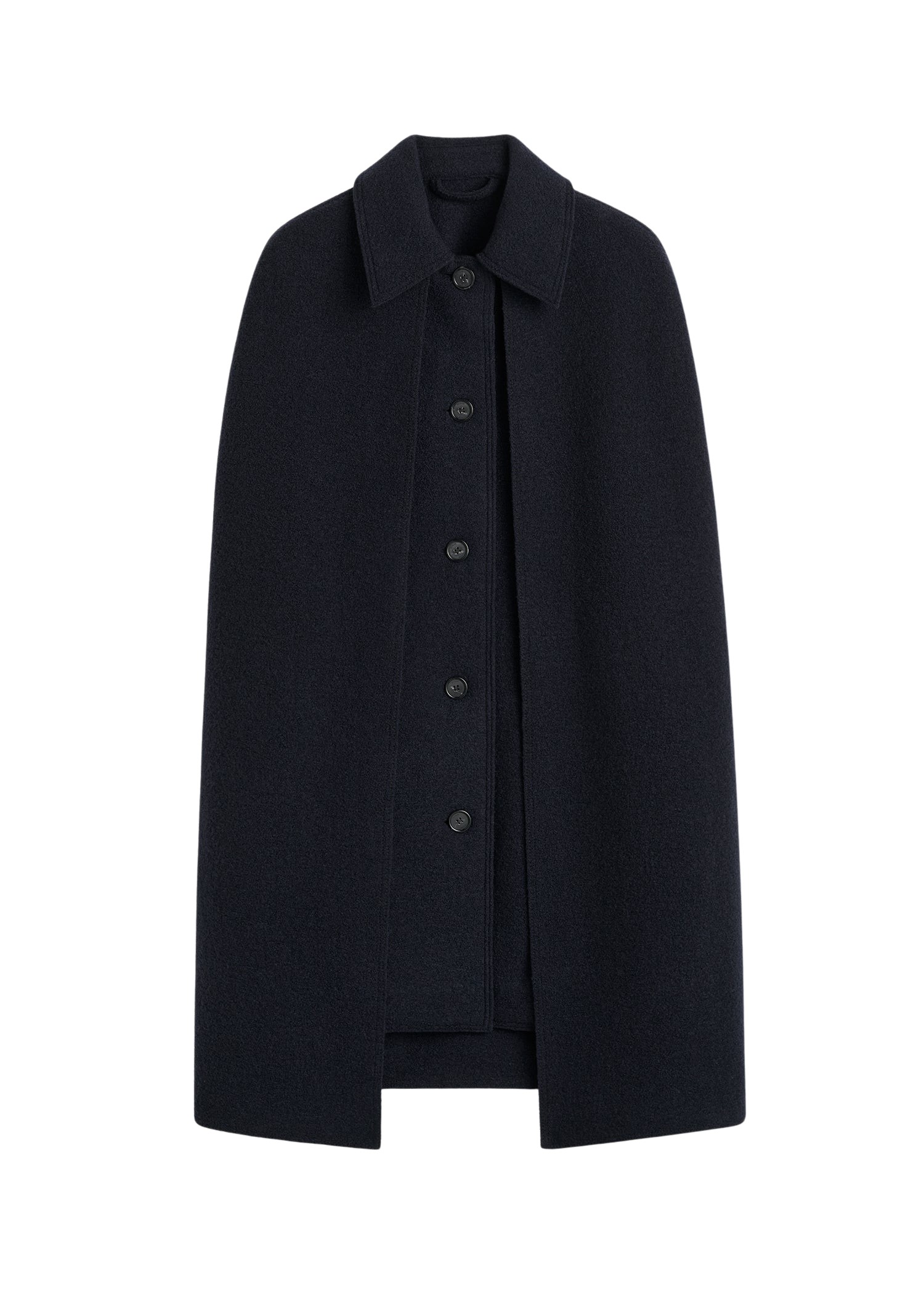 Toteme-Cape-coat-navy13979_nobg Toteme Coats with minimalist design at Luxury Shoes