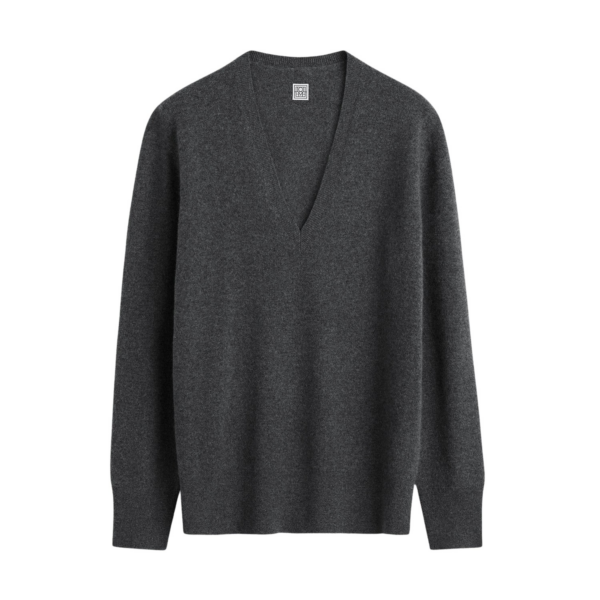 Toteme Cashmere v-neck knit charcoal