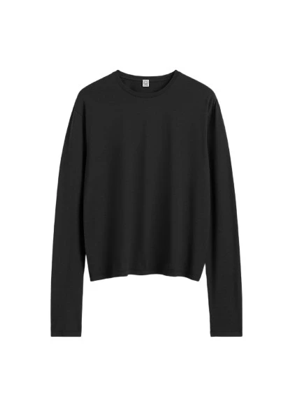 Toteme-Classic-long-sleeve-tee-black42510_nobg Toteme Tops with minimalist design at Luxury Shoes