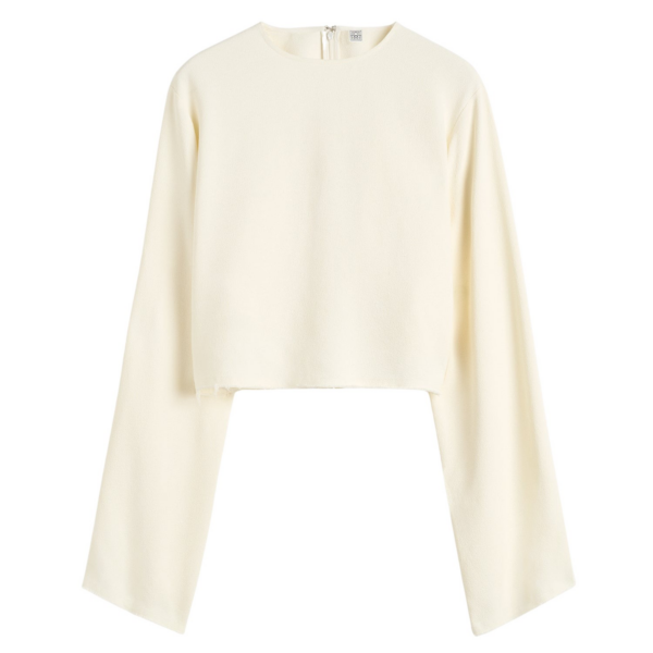 Toteme Cropped sablé blouse macadamia