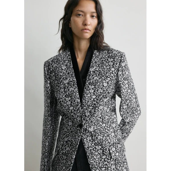 Floral slouch blazer white/black - Image 5