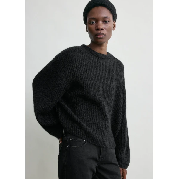 Mohair blend rib knit black - Image 5