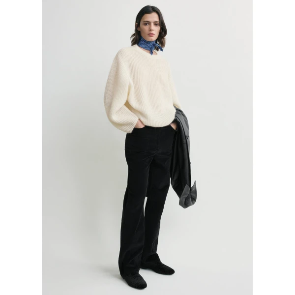 Mohair blend rib knit ecru - Image 3