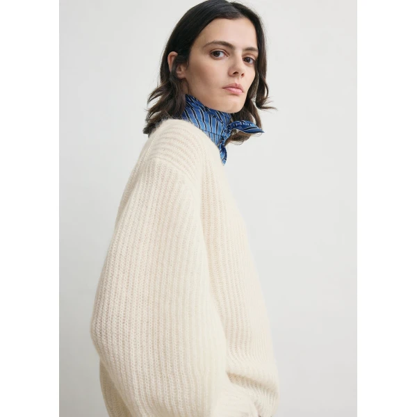 Mohair blend rib knit ecru - Image 5