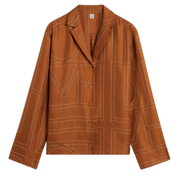 Toteme Monogram silk pj top terracotta