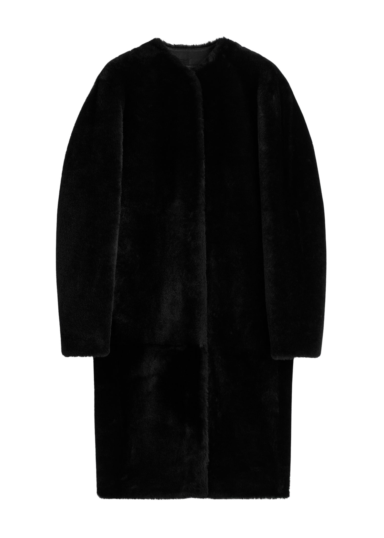 Toteme-Shearling-midi-coat-black17656_nobg Toteme Coats with minimalist design at Luxury Shoes