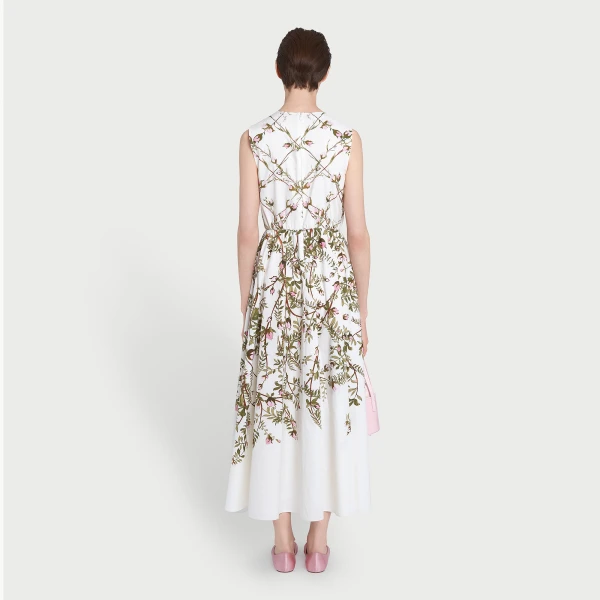 Giambattista Valli Treillage Ivory Popeline Midi Dress - Giambattista Valli Dresses - Romantic Couture - Shop at Luxury Shoes 