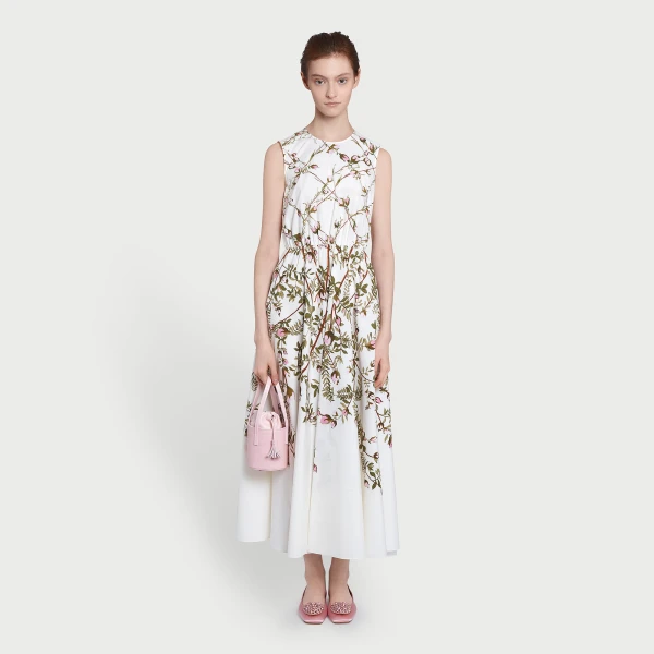 Giambattista Valli Treillage Ivory Popeline Midi Dress - Giambattista Valli Dresses - Romantic Couture - Shop at Luxury Shoes 