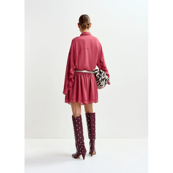 Essentiel Antwerp Vintage pink ruffled layered mini skirt - Essentiel Antwerp Skirts - Colorful Belgian Design - Shop at Luxury Shoes 