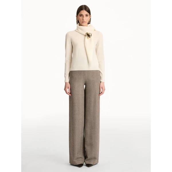 Oscar de la Renta Virgin Wool Pullover with Scarf - Oscar de la Renta Knitwear - American Couture - Shop at Luxury Shoes 
