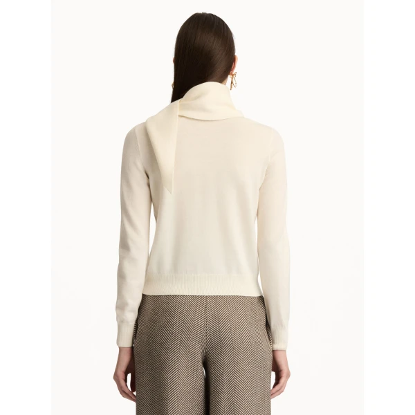 Oscar de la Renta Virgin Wool Pullover with Scarf - Oscar de la Renta Knitwear - American Couture - Shop at Luxury Shoes 