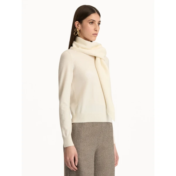 Oscar de la Renta Virgin Wool Pullover with Scarf - Oscar de la Renta Knitwear - American Couture - Shop at Luxury Shoes 