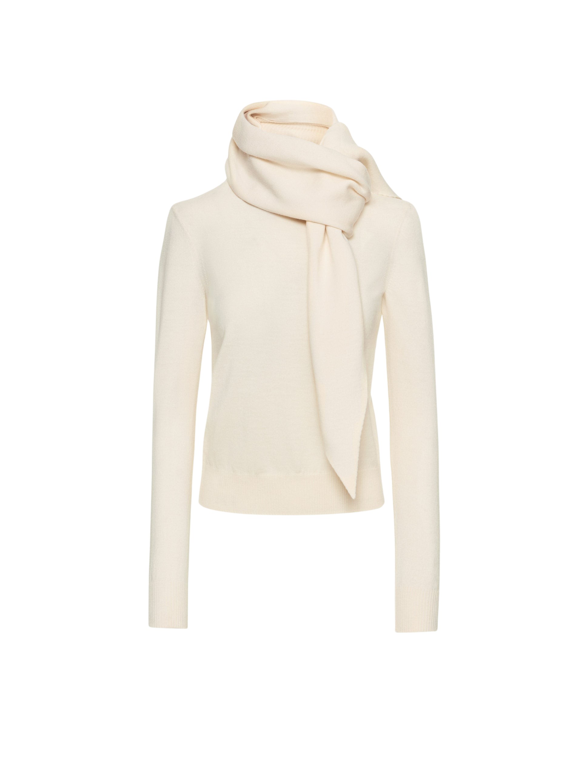 Oscar de la Renta Virgin Wool Pullover with Scarf