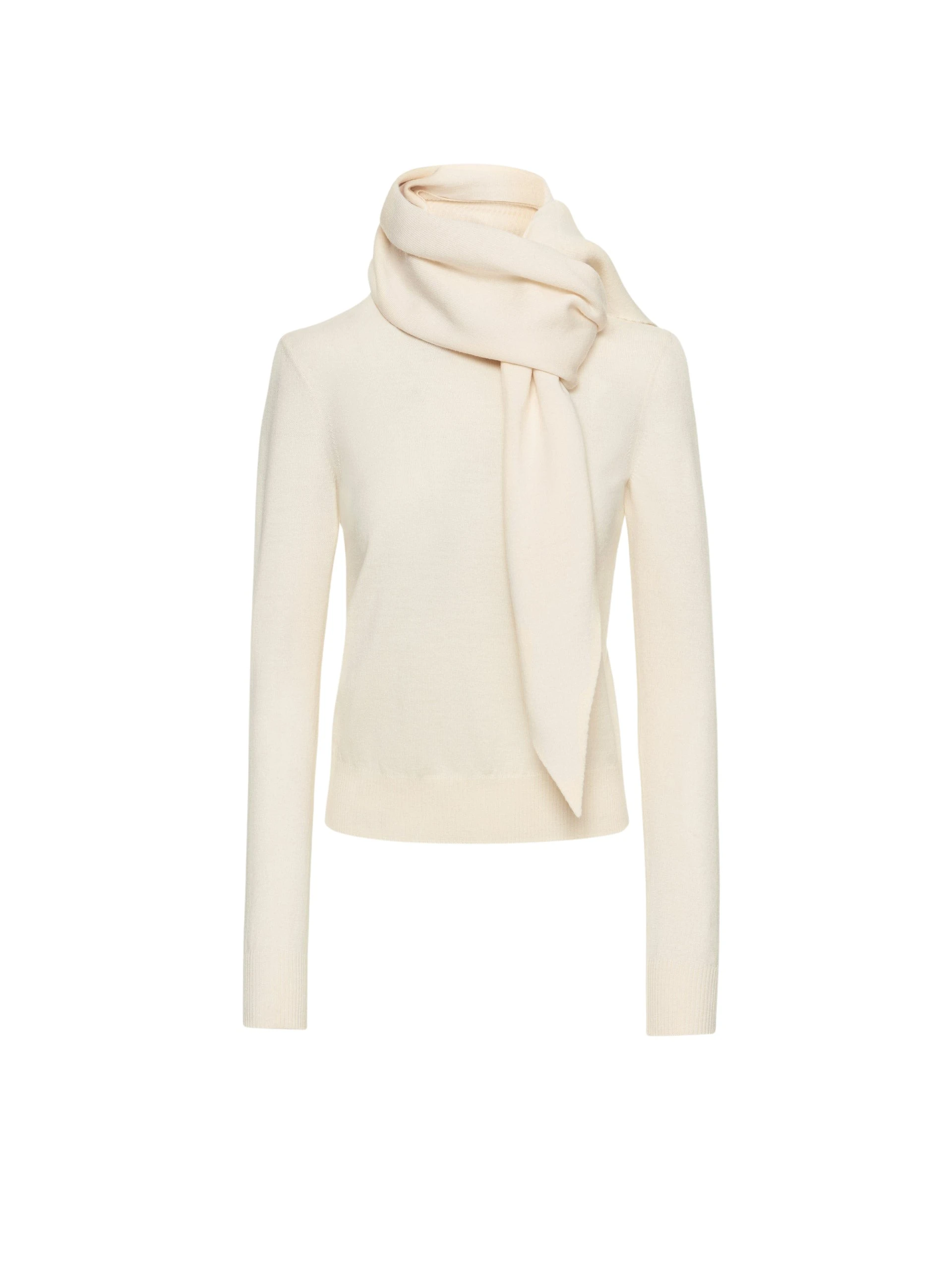 Virgin-Wool-Pullover-with-Scarf-Oscar-de-la-Renta-Knitwear29944_nobg Oscar de la Renta Virgin Wool Pullover with Scarf - Oscar de la Renta Knitwear - American Couture - Shop at Luxury Shoes