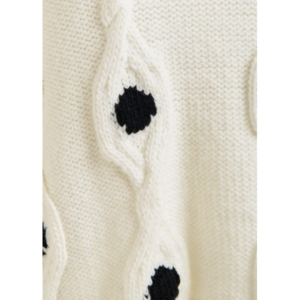 Essentiel Antwerp White and black polka-dot cable-knit sweater - Essentiel Antwerp Knitwear - Colorful Belgian Design - Shop at Luxury Shoes 