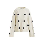 Essentiel Antwerp White and black polka-dot cable-knit sweater - Essentiel Antwerp Knitwear - Colorful Belgian Design - Shop at Luxury Shoes 