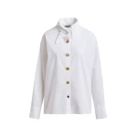 Essentiel Antwerp White cotton shirt with elongated collar and mismatched buttons - Essentiel Antwerp Shirts - Colorful Belgian Design - Shop at Luxury Shoes 