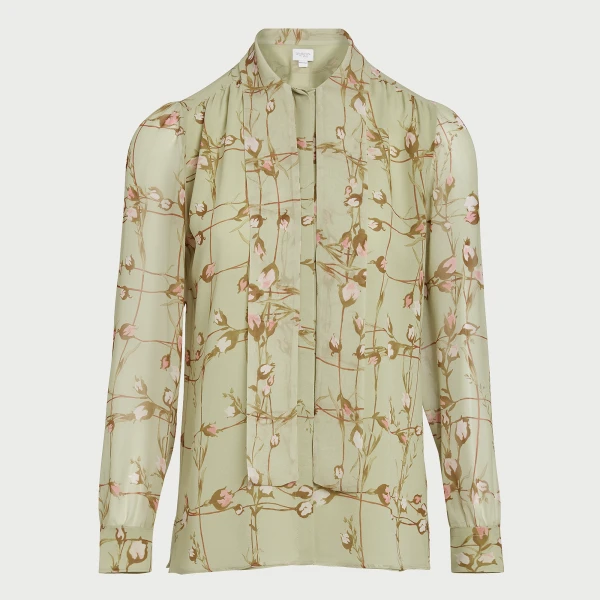 Giambattista Valli Wild Flowers Green Silk Blouse - Giambattista Valli Tops - Romantic Couture - Shop at Luxury Shoes 