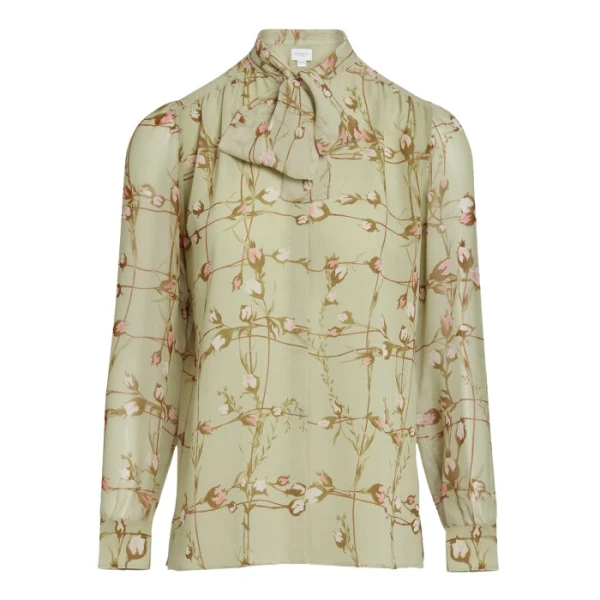 Giambattista Valli Wild Flowers Green Silk Blouse - Giambattista Valli Tops - Romantic Couture - Shop at Luxury Shoes 