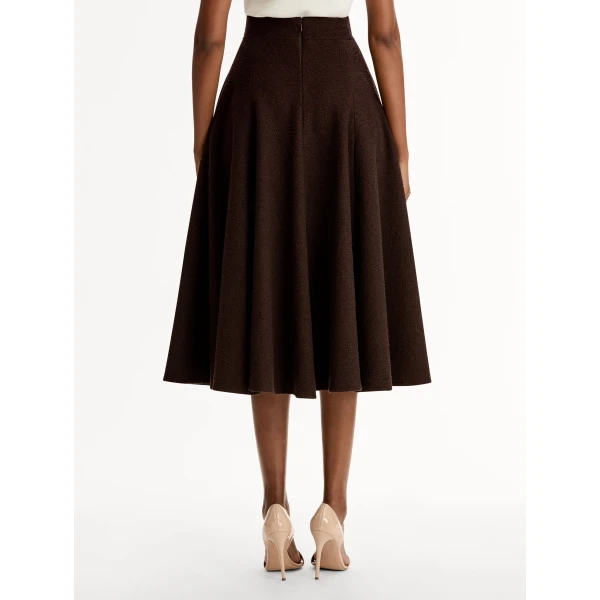 Oscar de la Renta Wool Tweed Pleated Skirt - Oscar de la Renta Skirts - American Couture - Shop at Luxury Shoes 