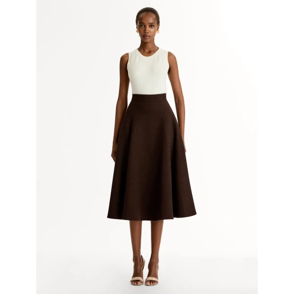 Oscar de la Renta Wool Tweed Pleated Skirt - Oscar de la Renta Skirts - American Couture - Shop at Luxury Shoes 
