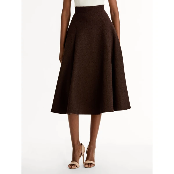 Oscar de la Renta Wool Tweed Pleated Skirt - Oscar de la Renta Skirts - American Couture - Shop at Luxury Shoes 
