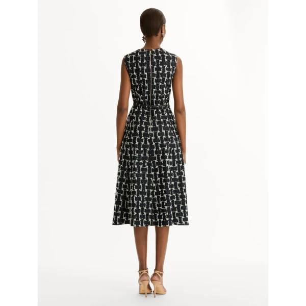 Oscar de la Renta Woven Denim Jacquard Midi Dress - Oscar de la Renta Dresses - American Couture - Shop at Luxury Shoes 