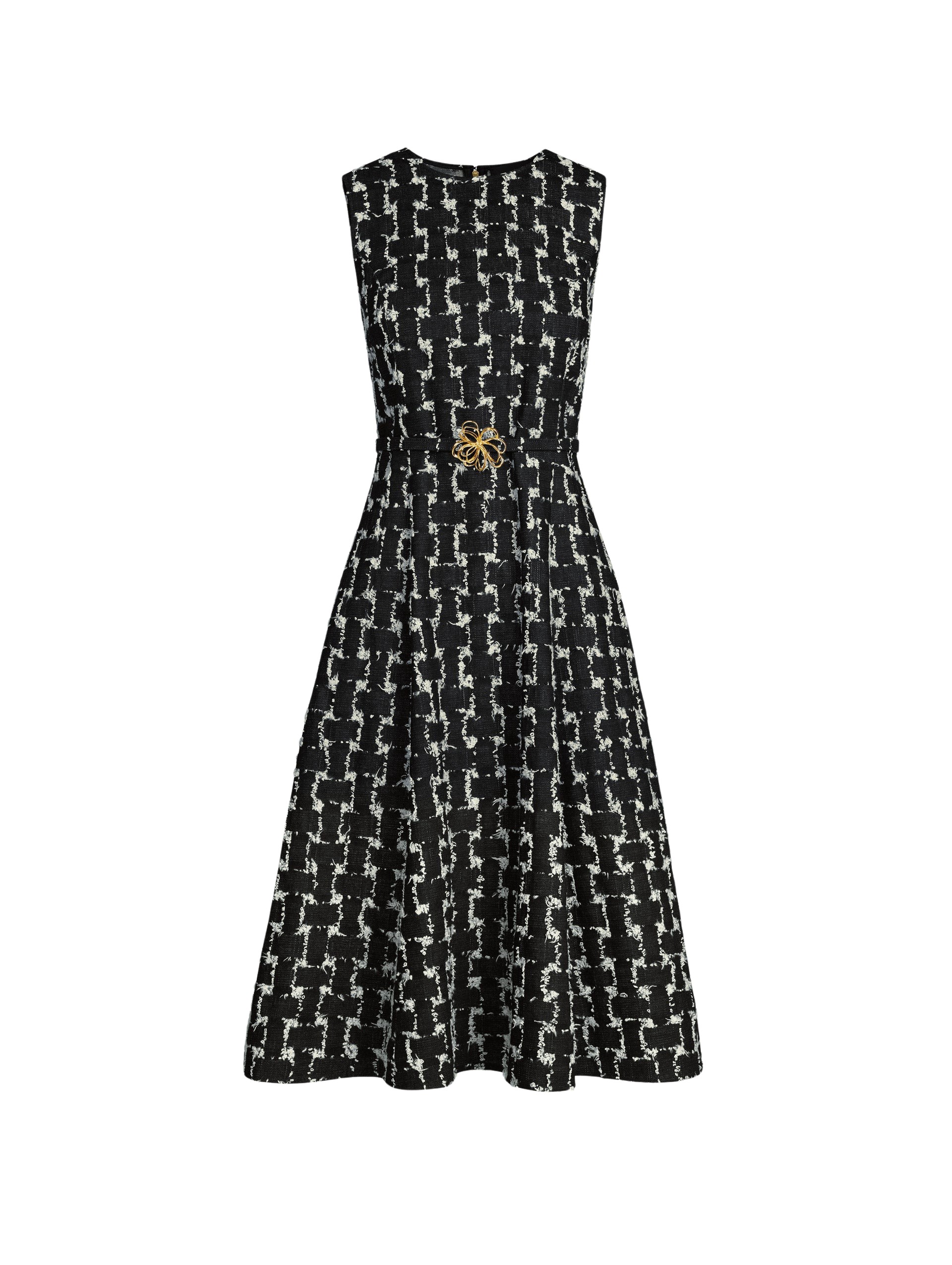 Oscar de la Renta Woven Denim Jacquard Midi Dress - Oscar de la Renta Dresses - American Couture - Shop at Luxury Shoes 